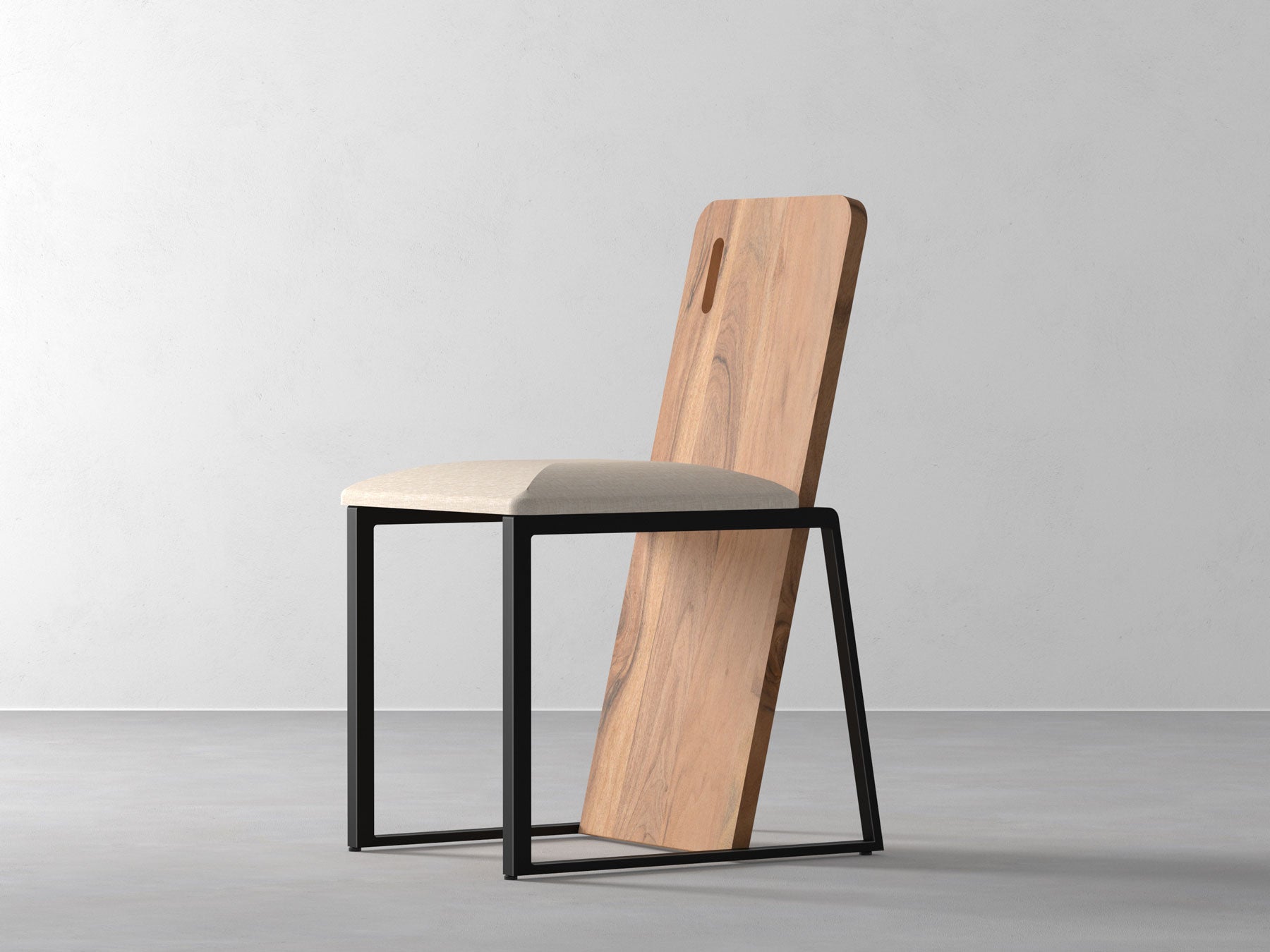 Dining chair, solid acacia wood and steel