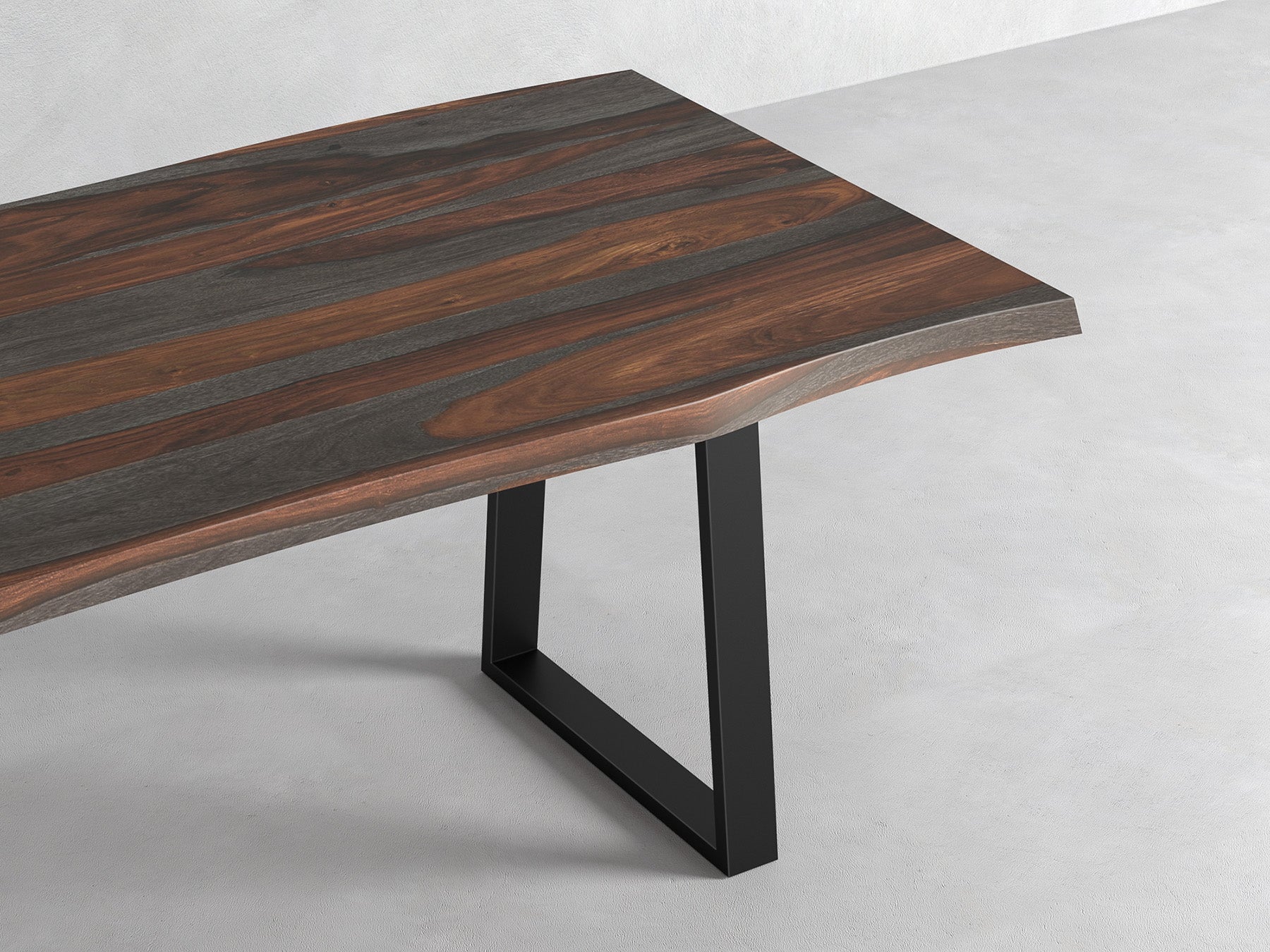 6 Seater dining table, solid sheesham wood and steel