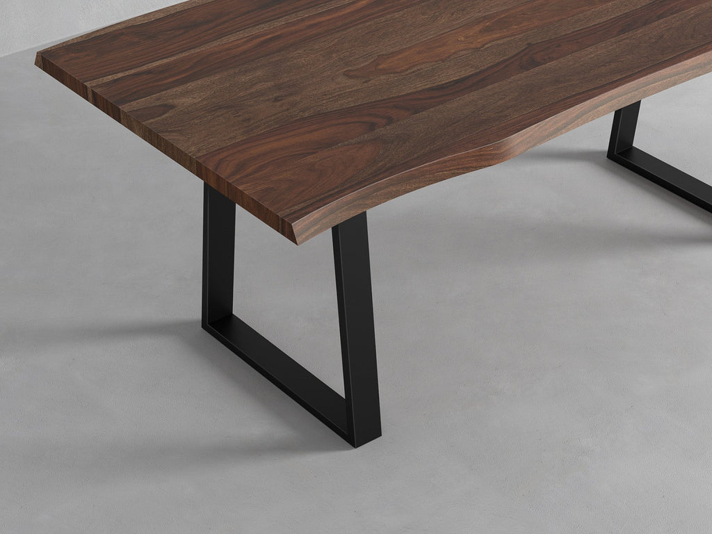 6 Seater dining table, solid sheesham wood and steel