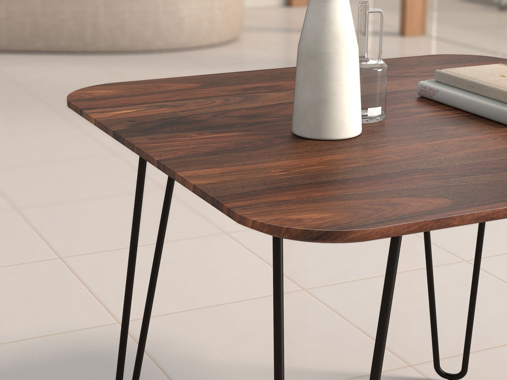 4 Seater dining table, solid sheesham wood and steel
