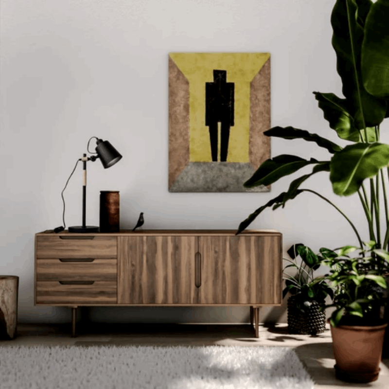 Black Scandinavian Metal And Wood Table Lamp