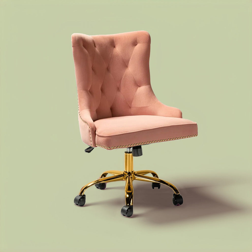 Velvet Tufted Boss Office Chair with Smooth Mobility– Pink|Nestroots | Nestroots