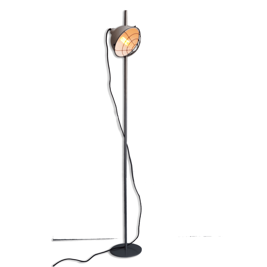 Ash Grey Modern Floor Lamp With Detachable Retro Grill