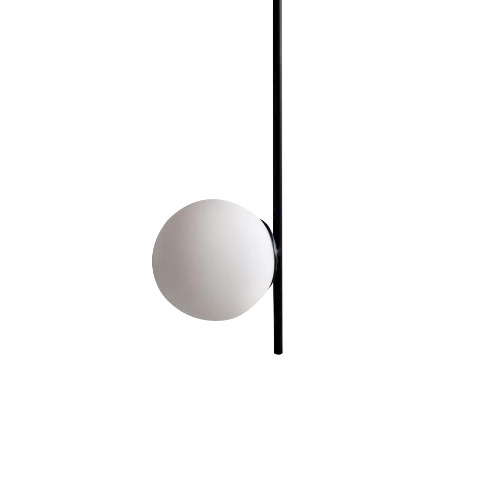 Glass Globe Fixed Ceiling Light Black Arm Pendant Lamp