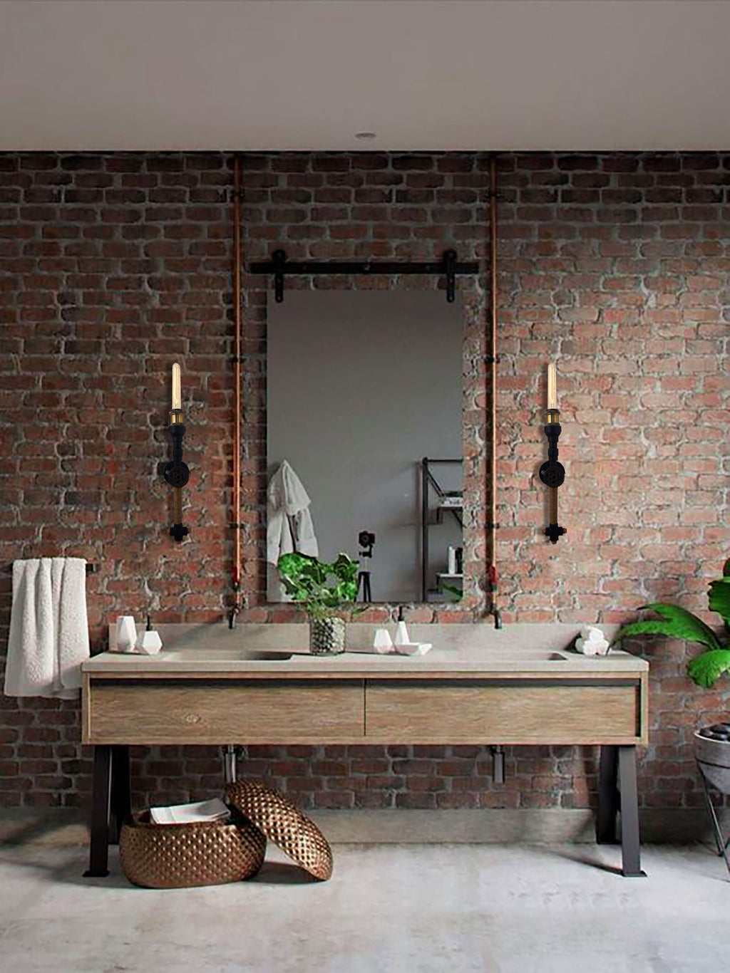 Gear Accent Industrial Rope Wall Lamp