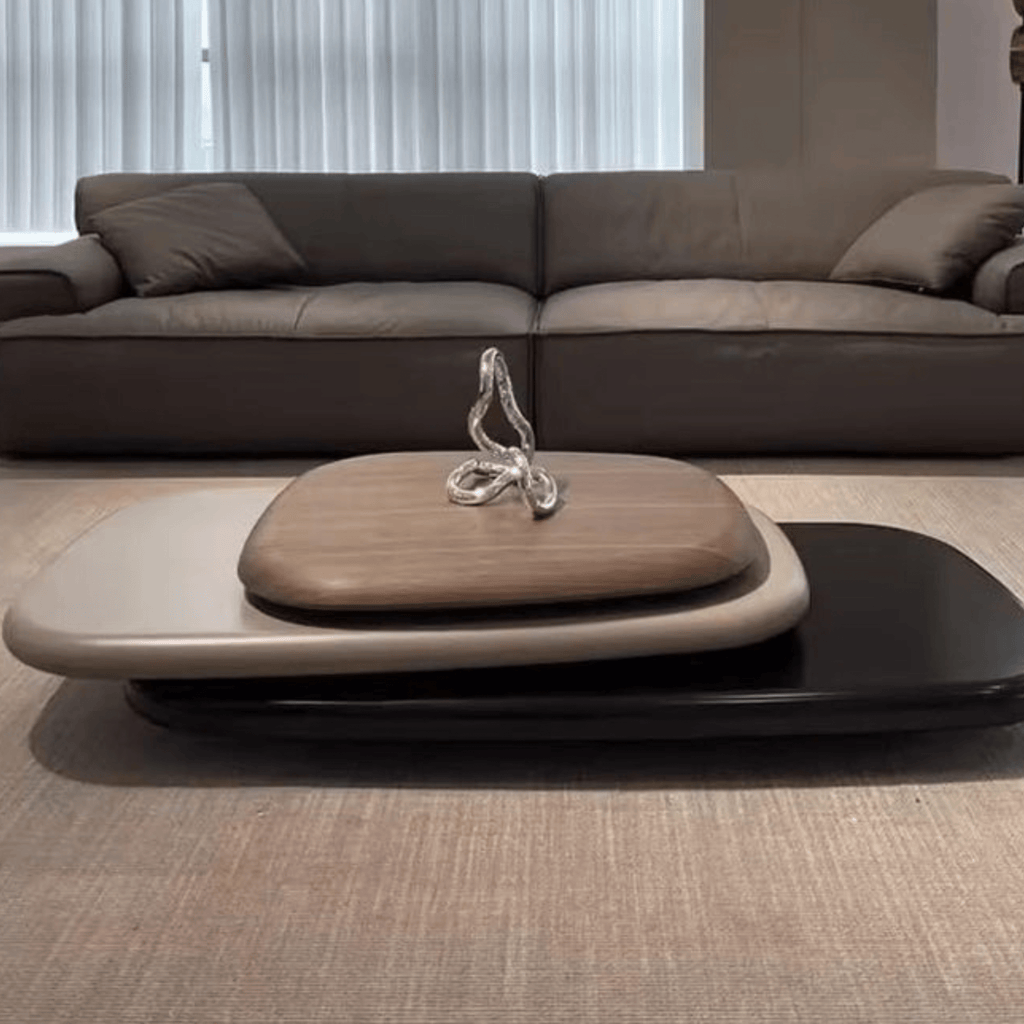 Pebble Wooden Rotating 3-Tier Centre Table