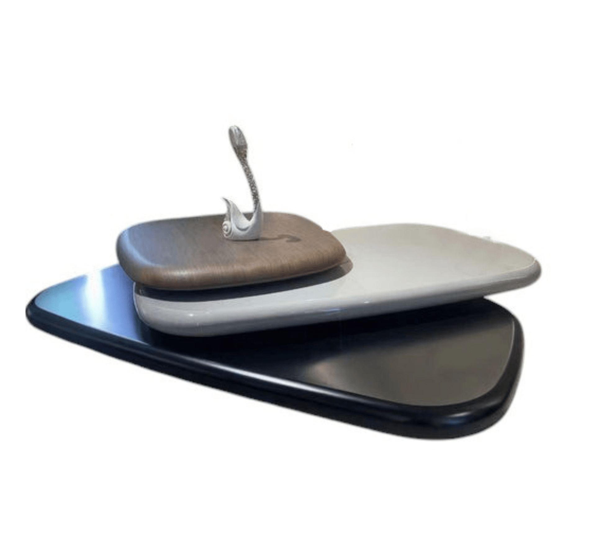 Pebble Wooden Rotating 3-Tier Centre Table