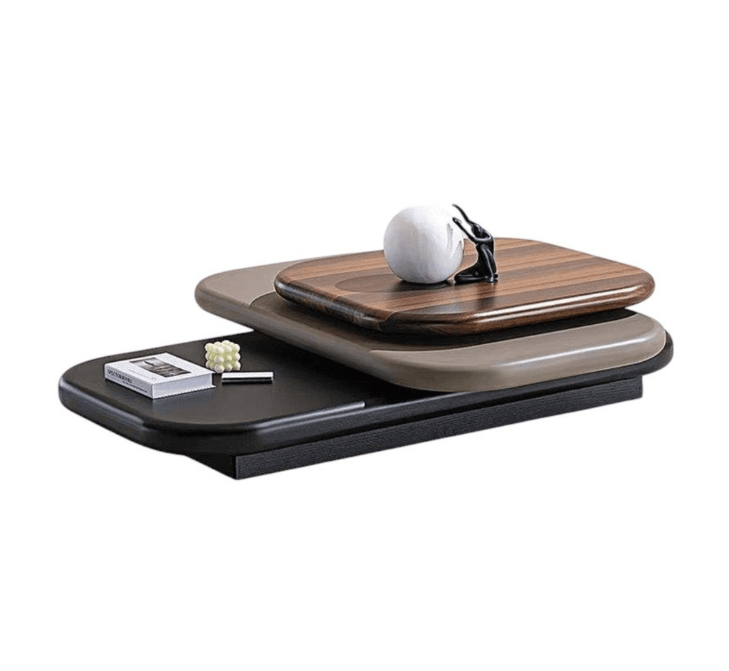 Pebble Wooden Rotating 3-Tier Centre Table