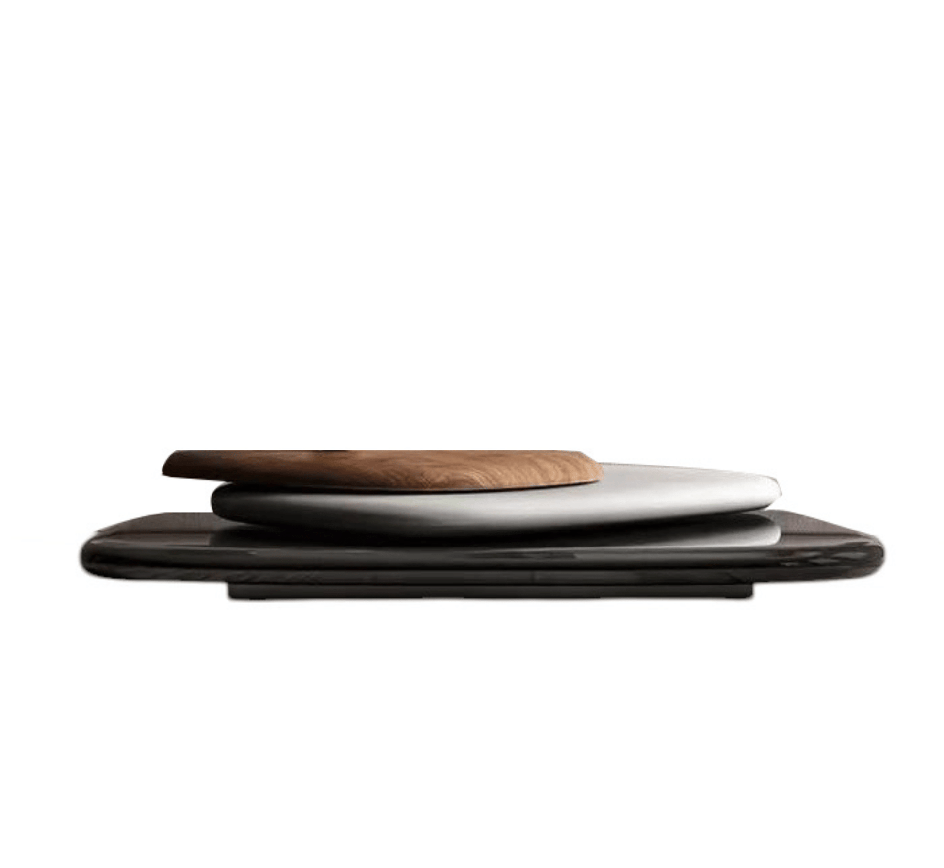 Pebble Wooden Rotating 3-Tier Centre Table