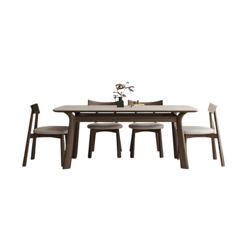 Panache Marble-Top Wooden Dining Table Set