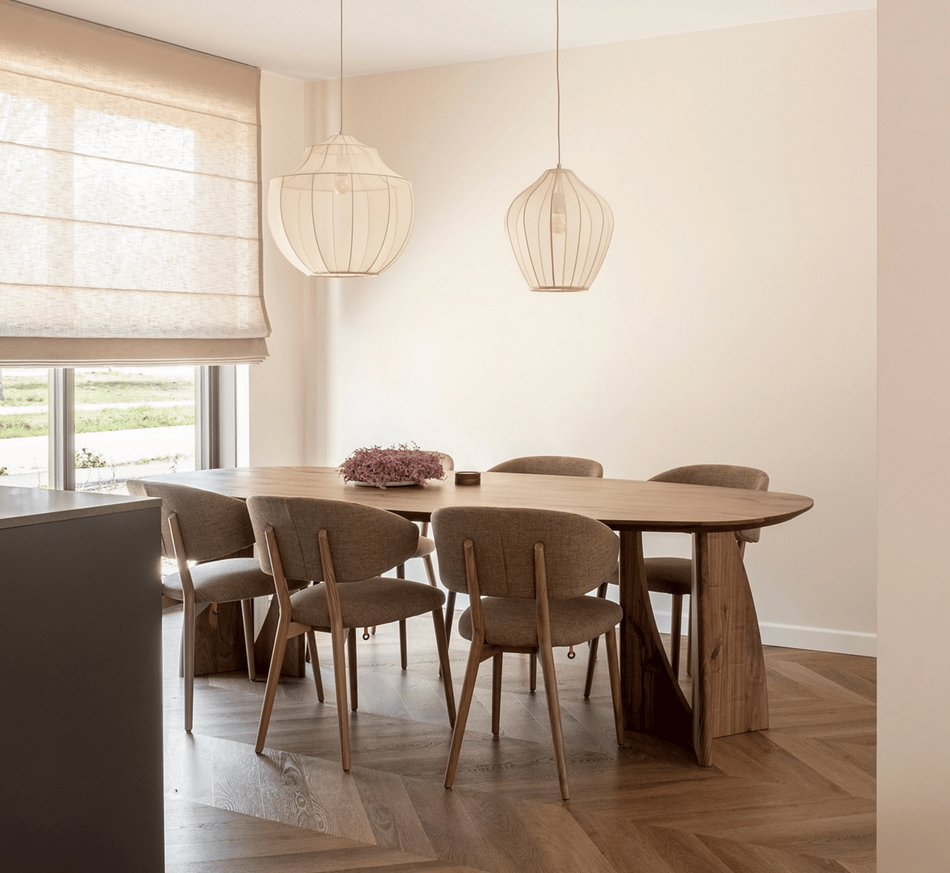 Crescent Wooden Dining Table Set