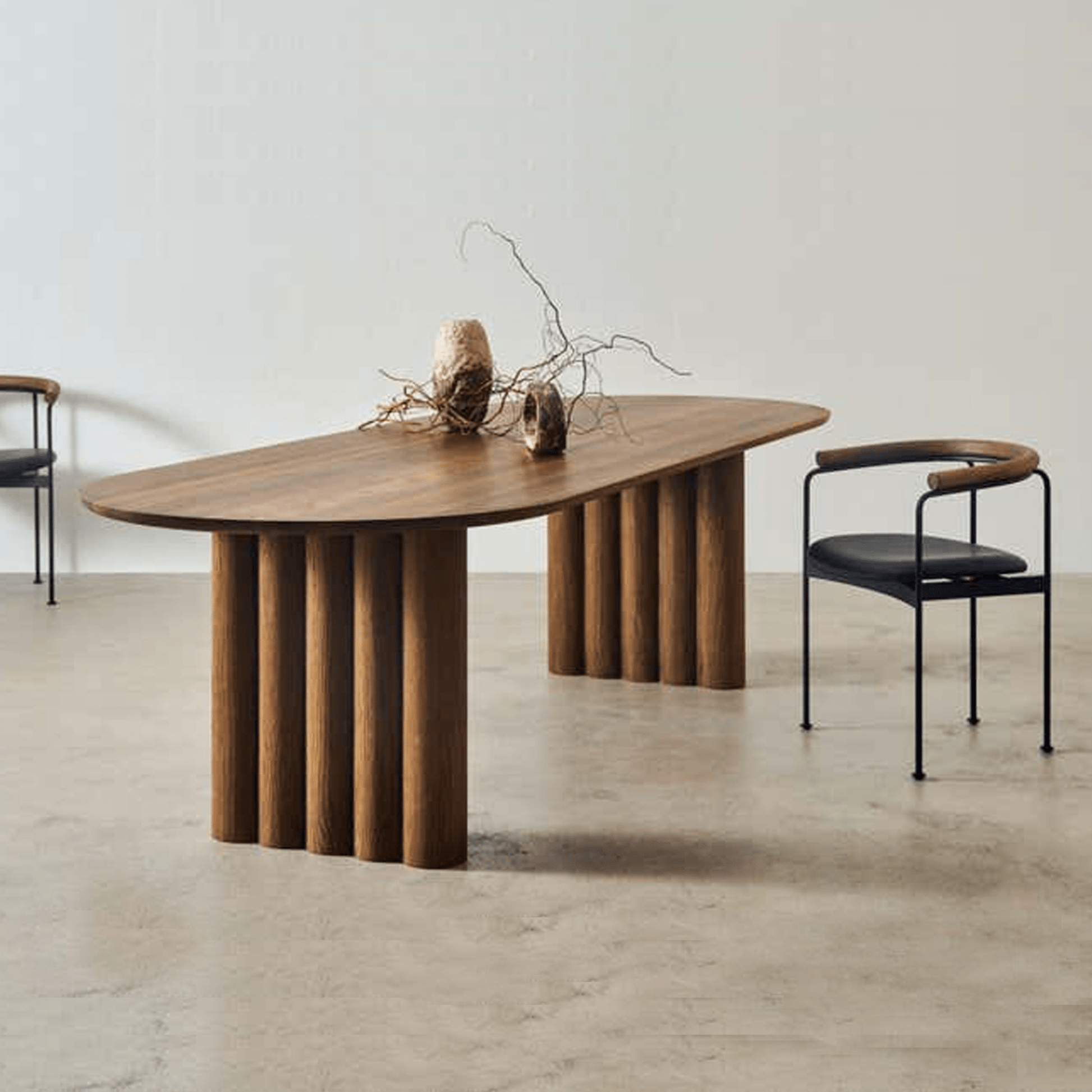 Sculpted Wooden Dining Table Set