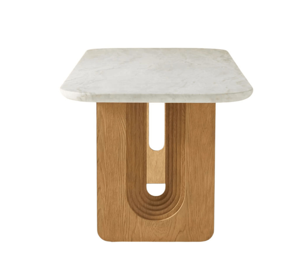 Centra Marble-Top Wooden Dining Table Set