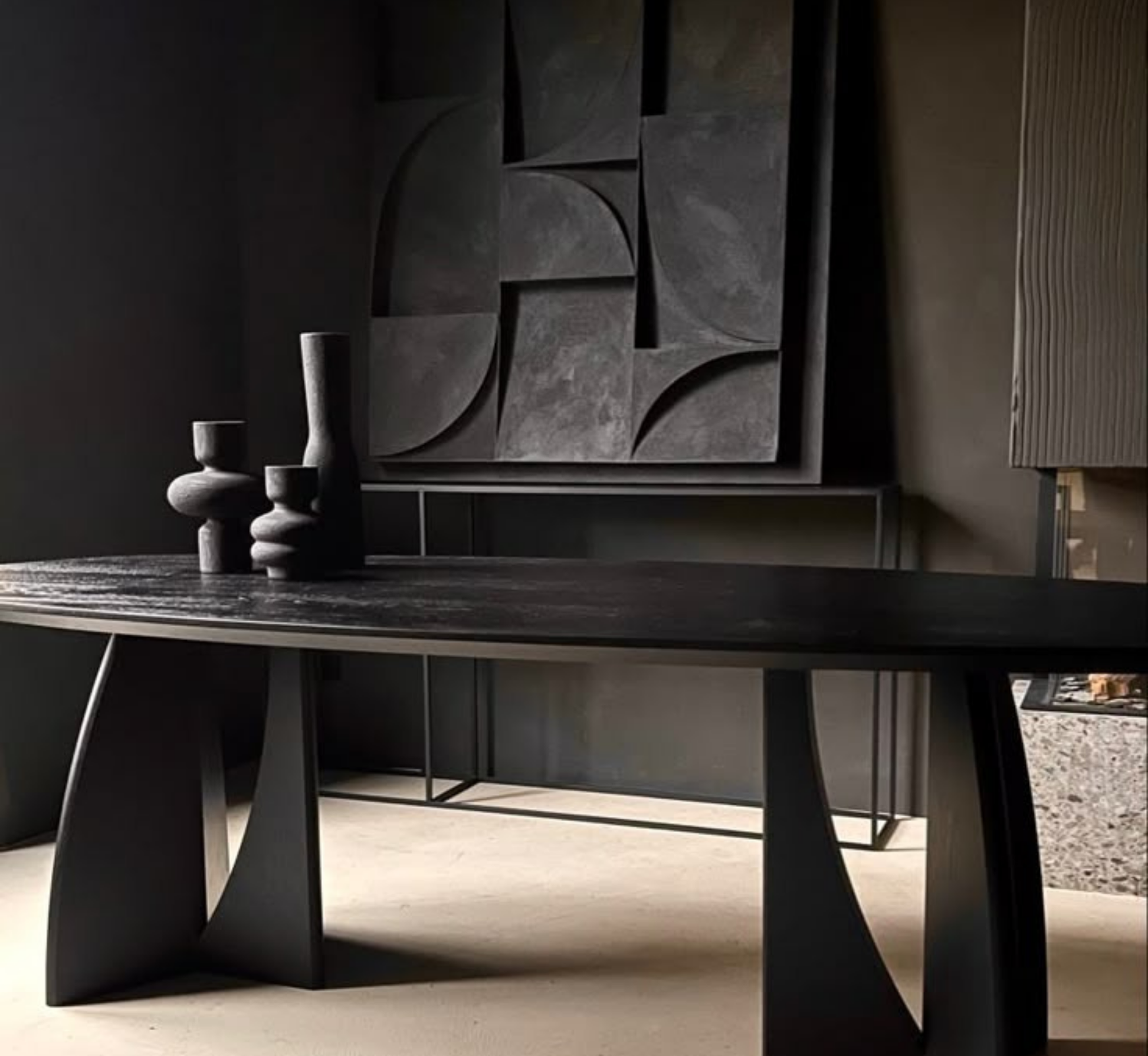 Crescent Wooden Dining Table Set