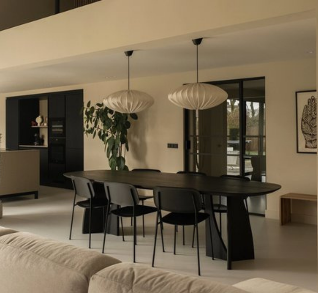 Crescent Wooden Dining Table Set