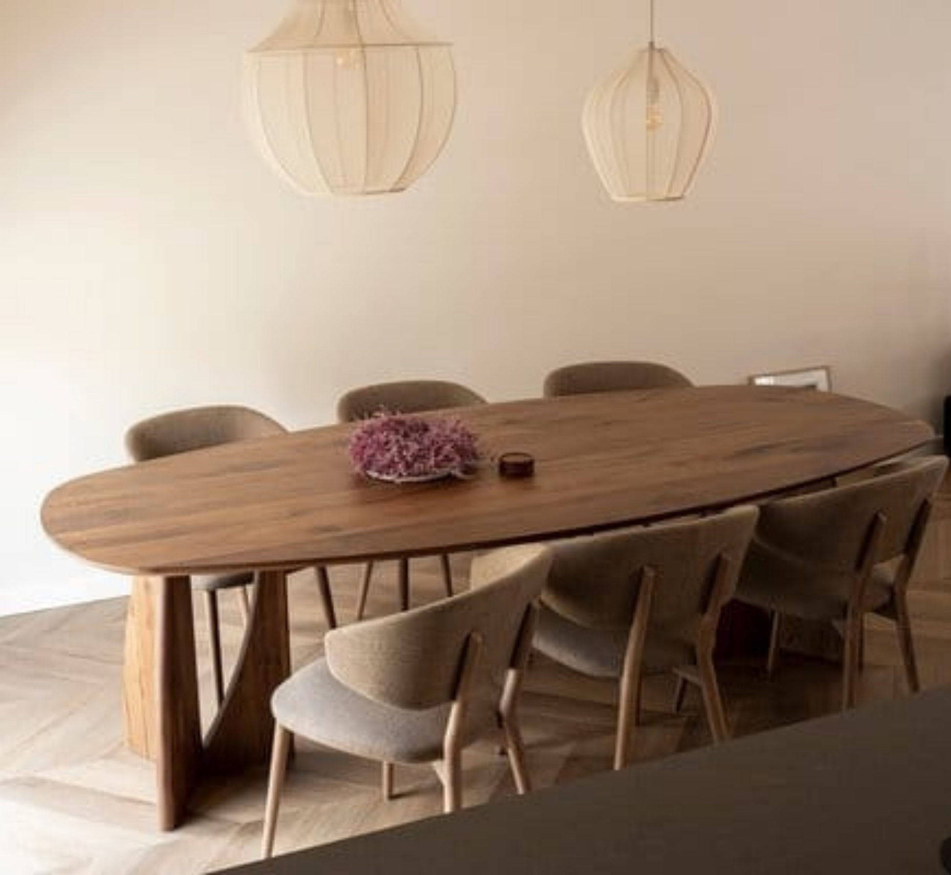 Crescent Wooden Dining Table Set