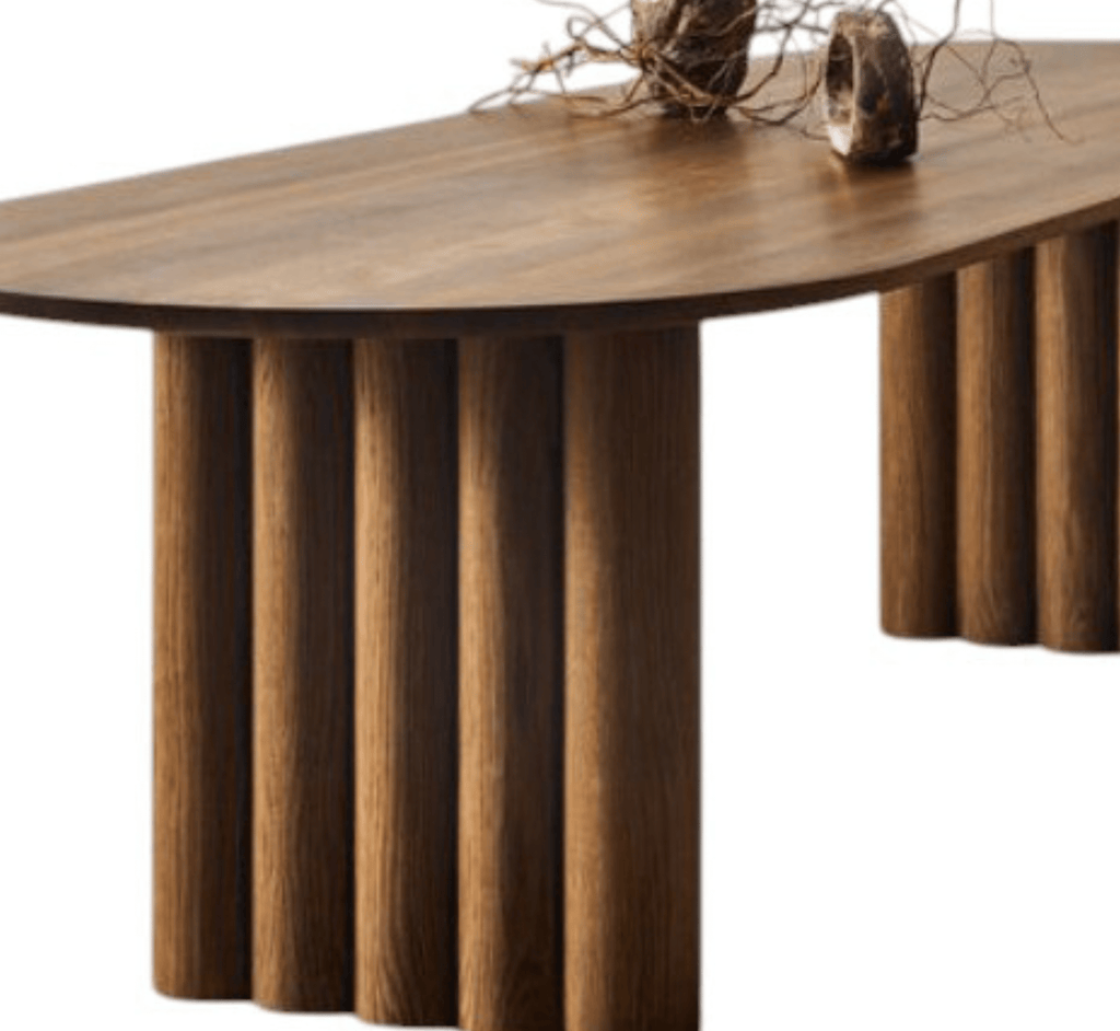 Sculpted Wooden Dining Table Set