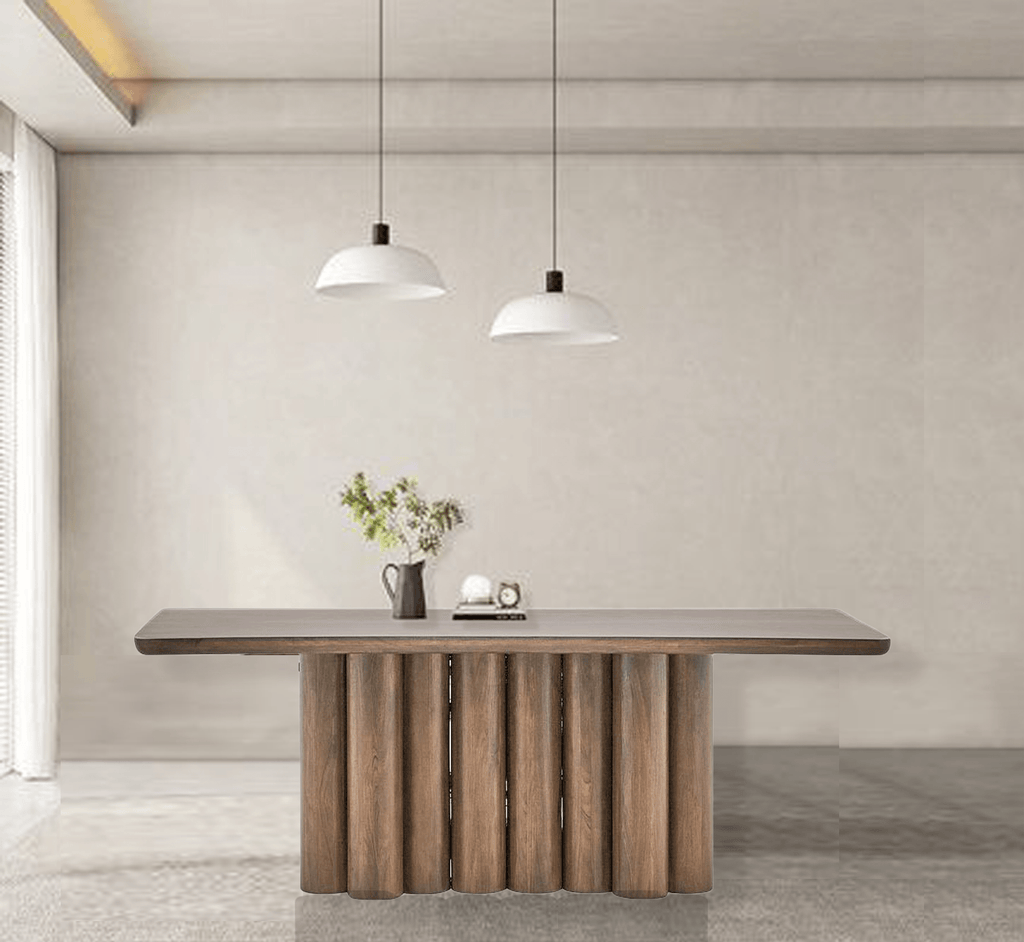 Sculpted Wooden Dining Table Set