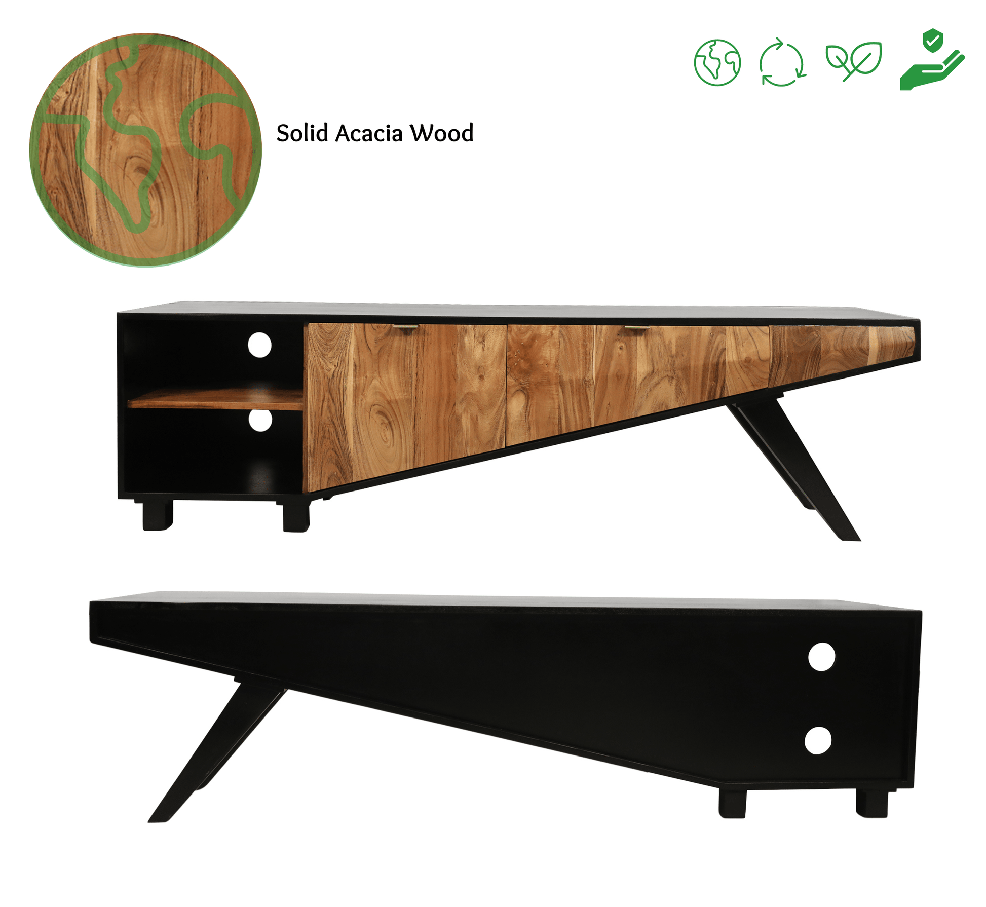 Elevated Wooden TV Cabinet