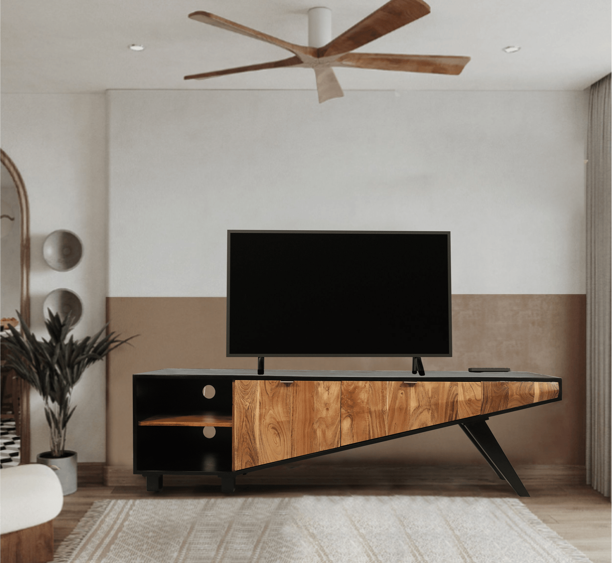 Elevated Wooden TV Cabinet