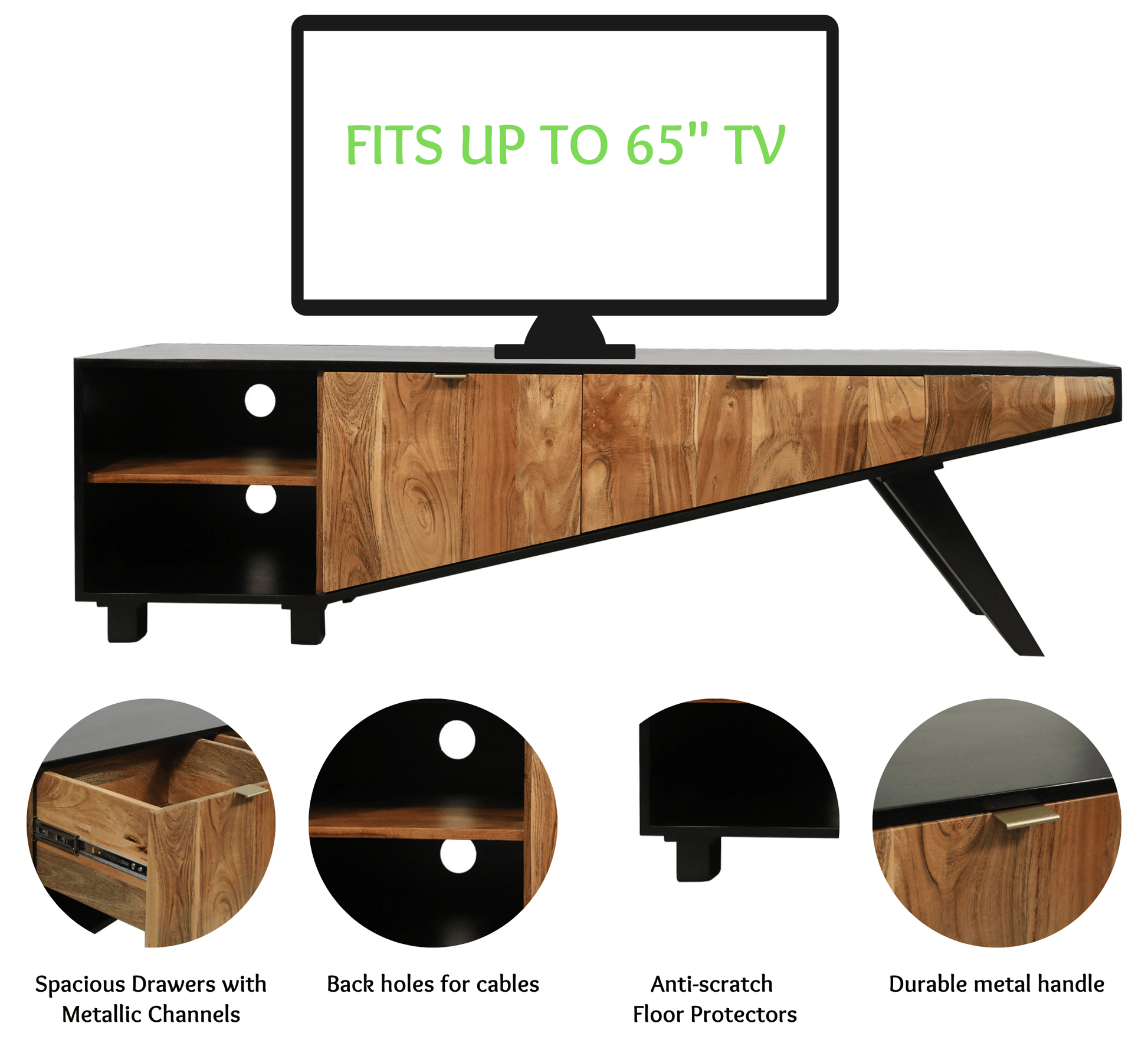 Elevated Wooden TV Cabinet
