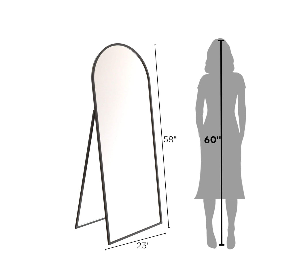 Arched Metal Floor Mirror with Stand