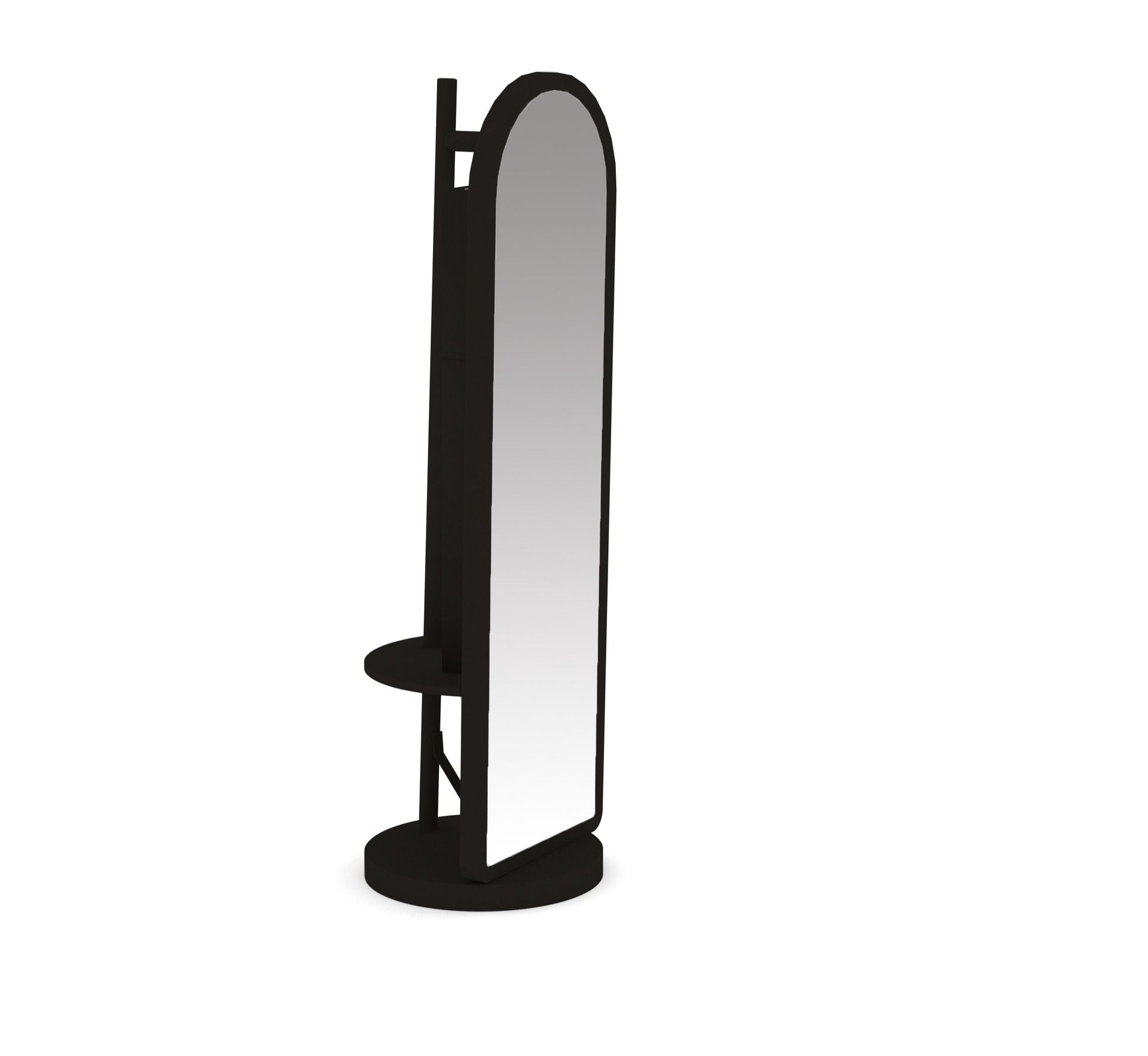 Arched Wooden Full-Length Mirror with Storage