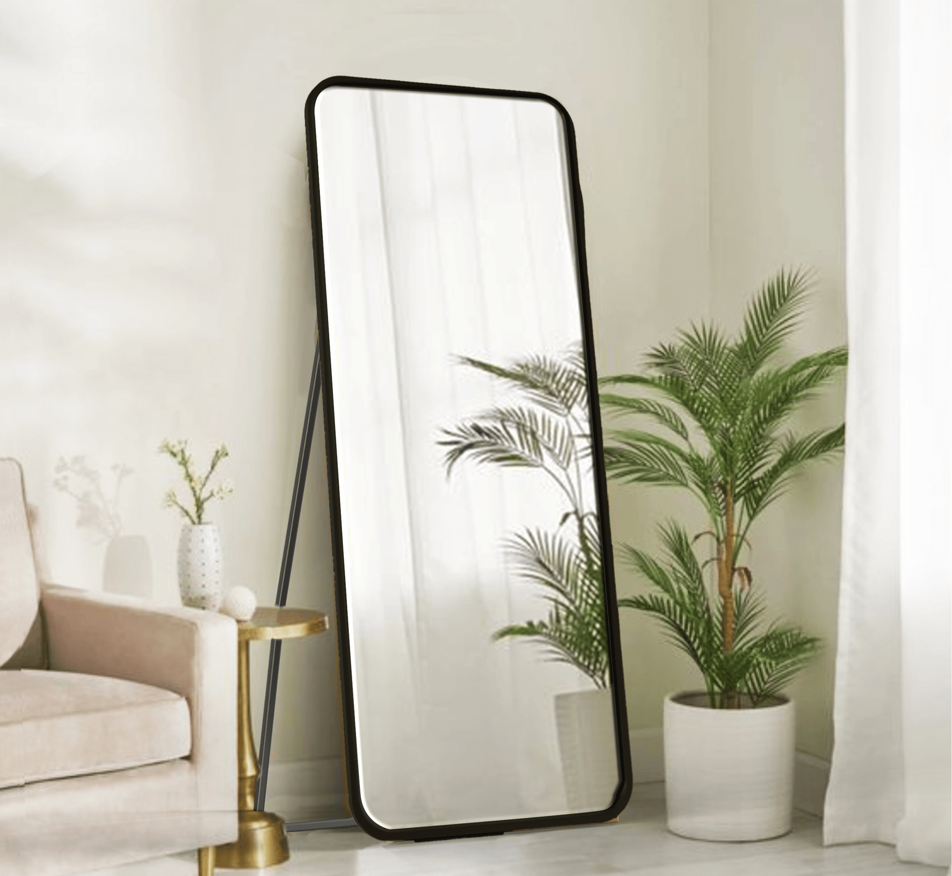 Mile Metal Floor Mirror with Stand
