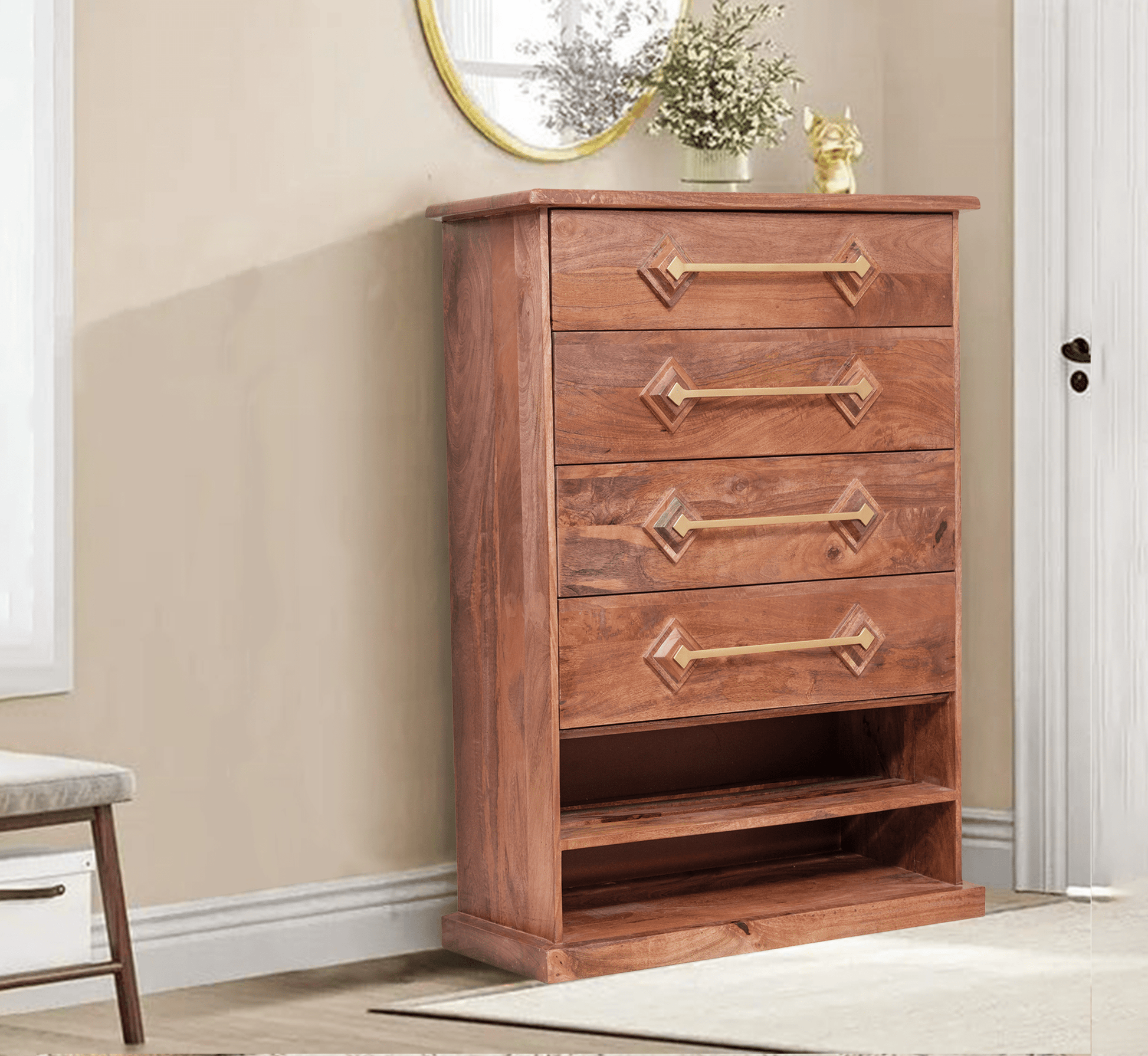 Rhombus Wooden 6-Tier Shoe Cabinet