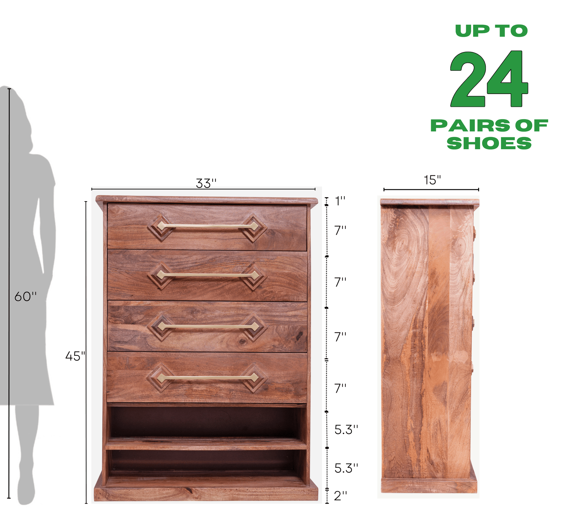 Rhombus Wooden 6-Tier Shoe Cabinet