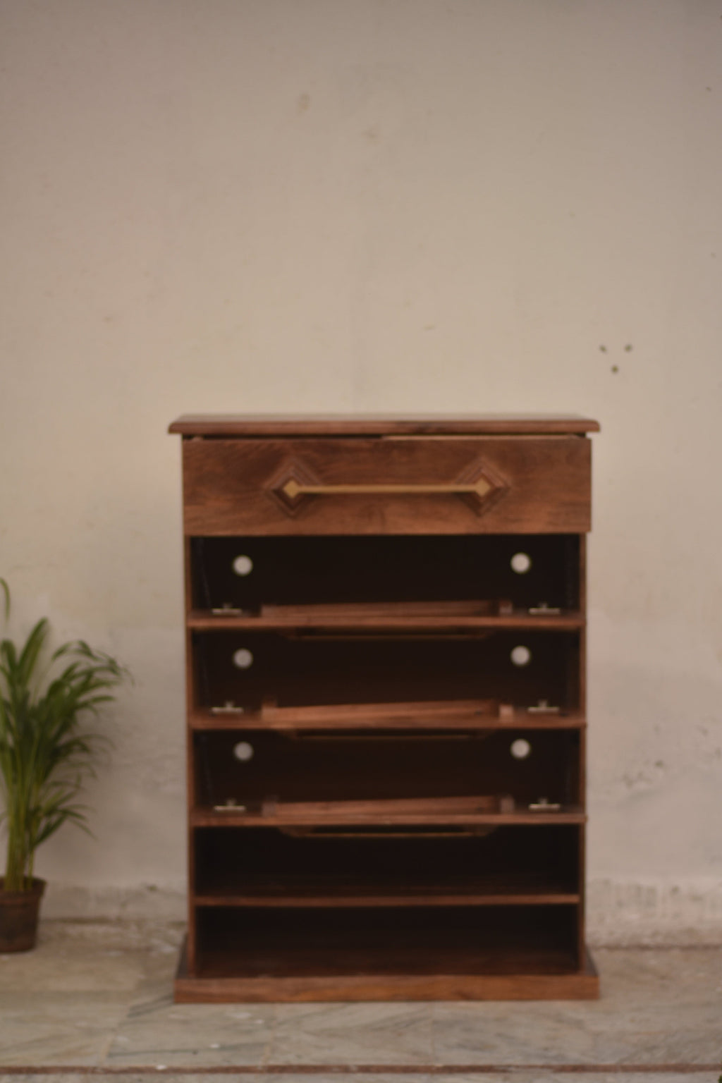 Rhombus Wooden 6-Tier Shoe Cabinet