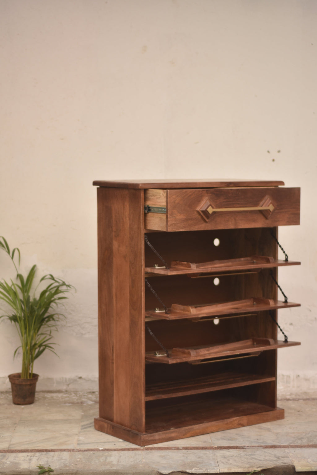 Rhombus Wooden 6-Tier Shoe Cabinet