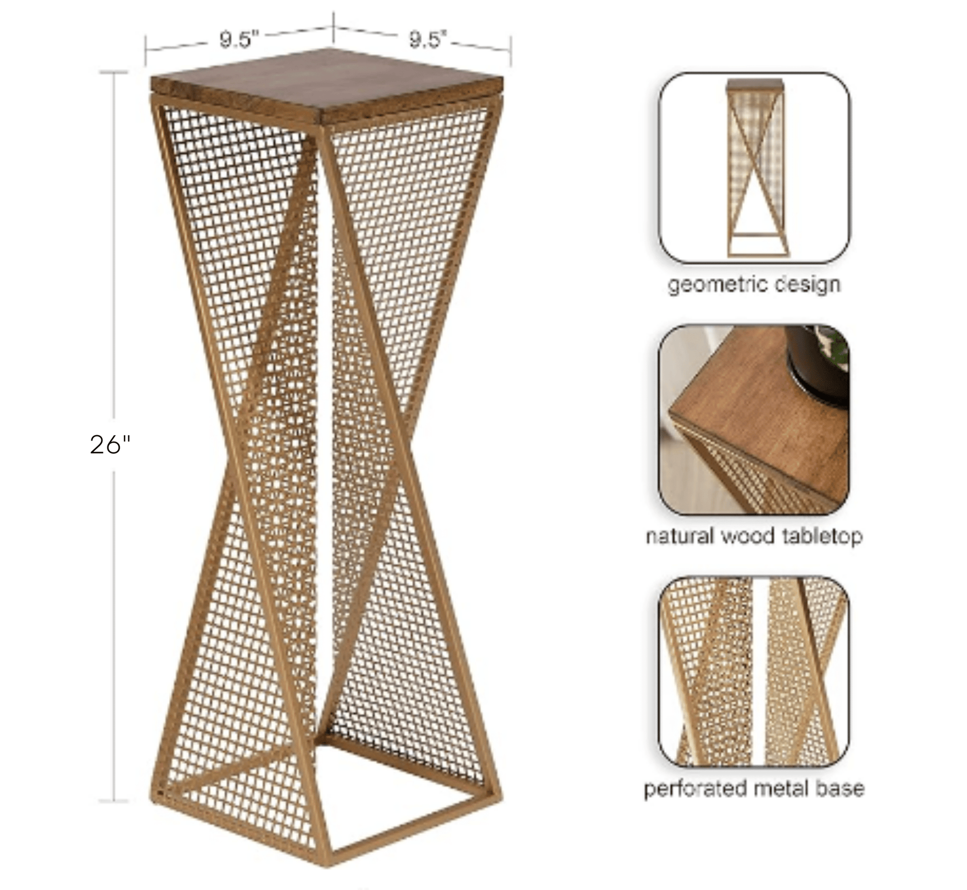 Eaze Wooden-Top Side Table