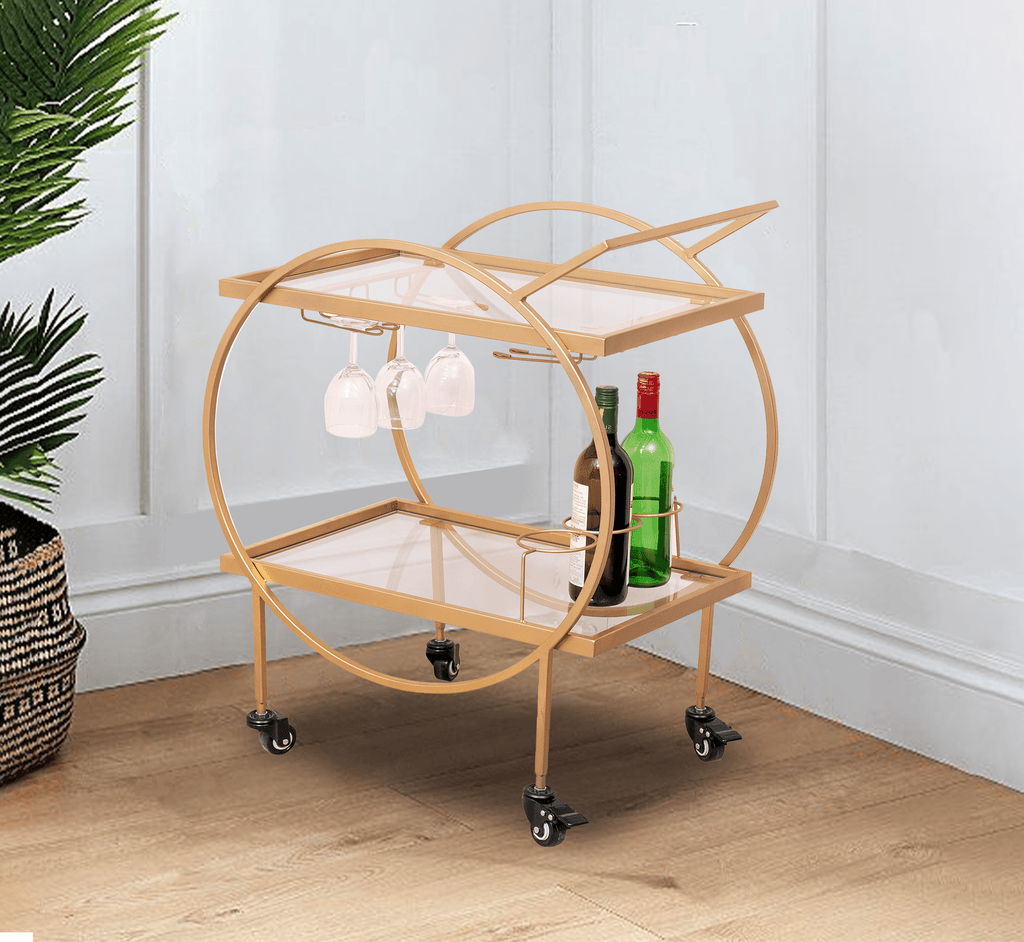 Aamna 2-Tier Clear Glass Bar Trolley