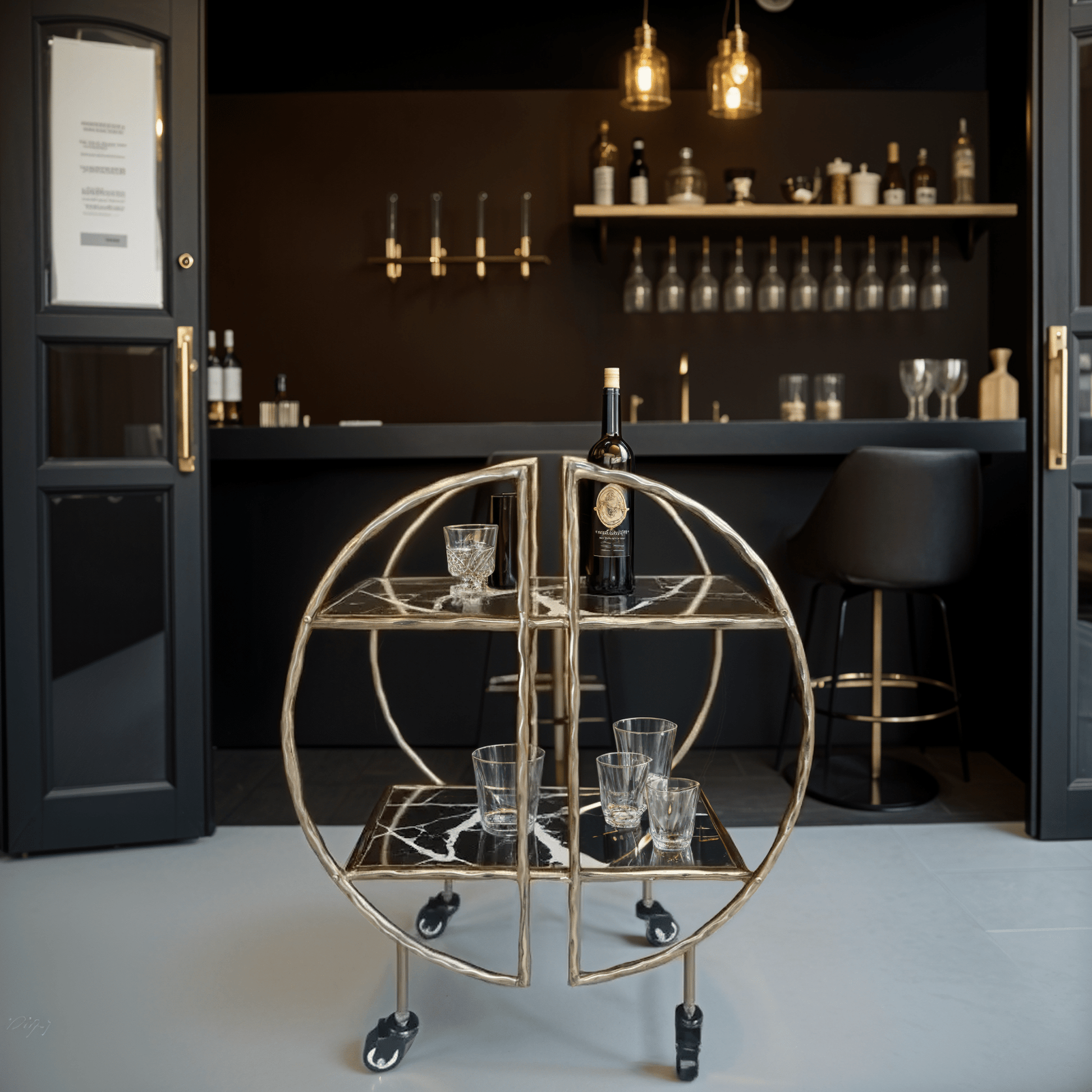 Forager 2-Tier Glass Bar Trolley