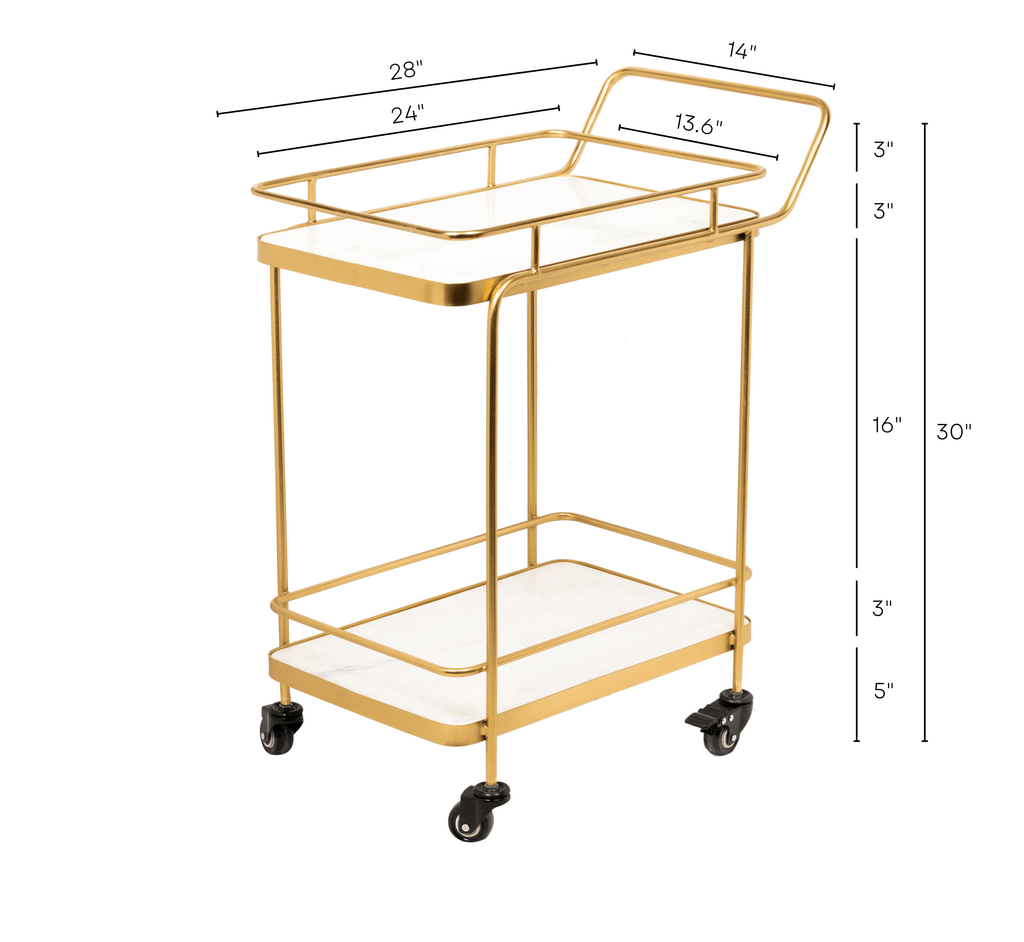 Panache 2-Tier White Marble Serving Trolley