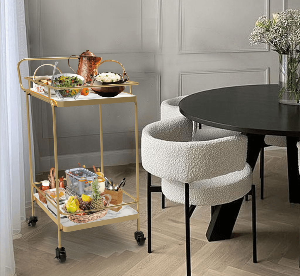 Panache 2-Tier White Marble Serving Trolley