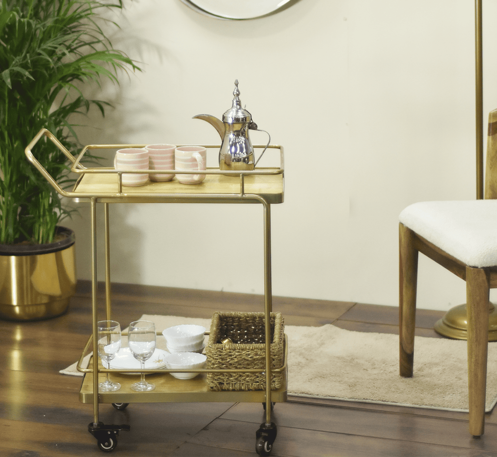 Panache 2-Tier Wooden Shelving Serving Trolley