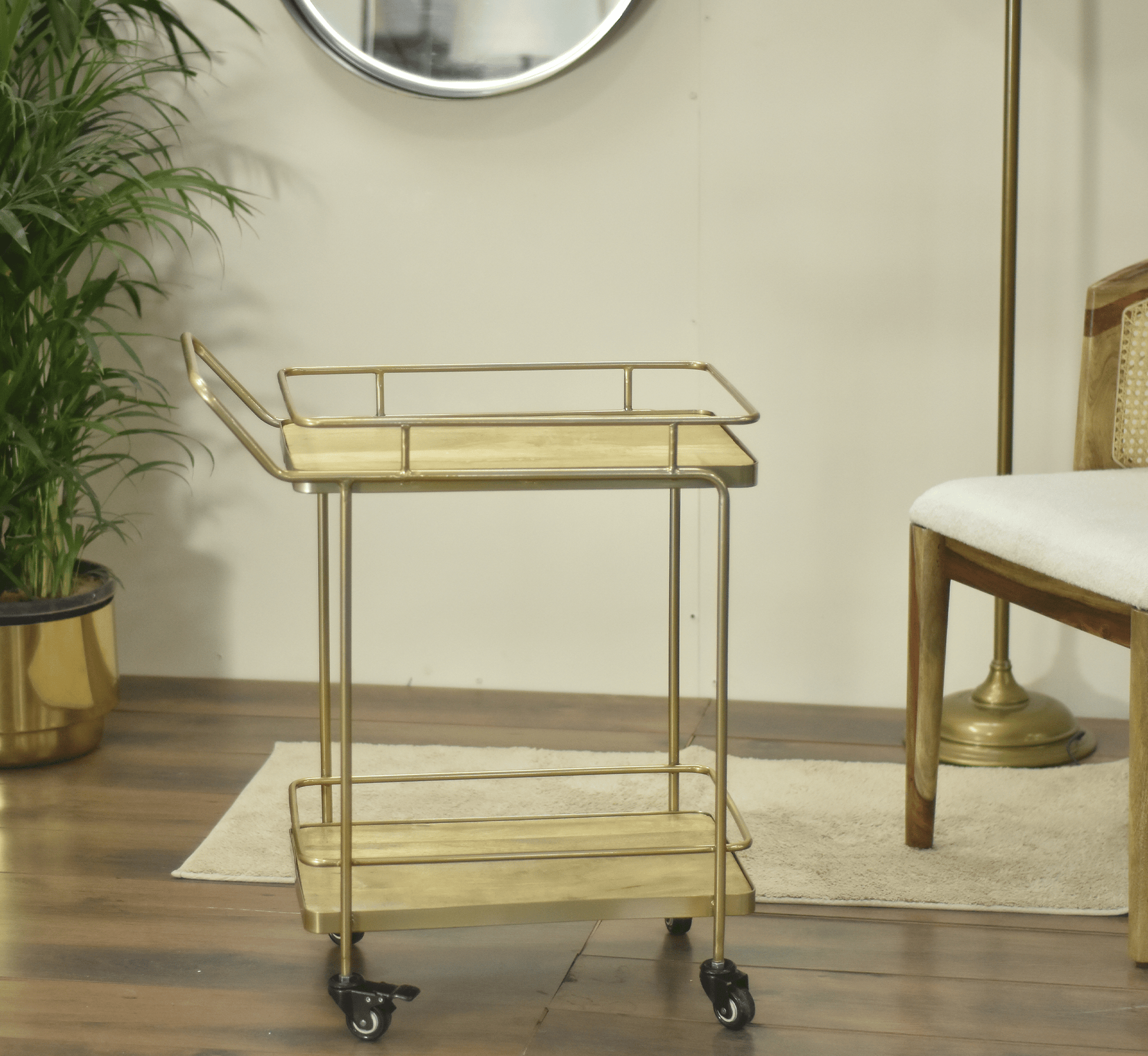 Panache 2-Tier Wooden Shelving Serving Trolley