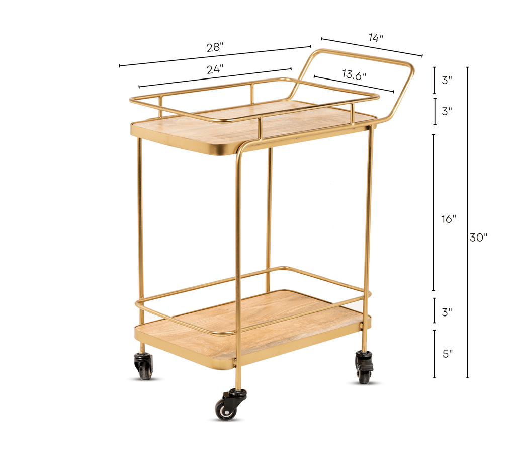 Panache 2-Tier Wooden Shelving Serving Trolley