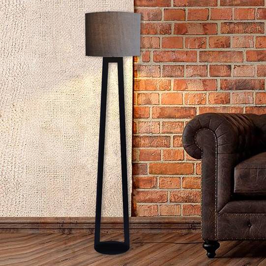 Oval Base Geometric Tower Matte Black Iron Floor Lamp
