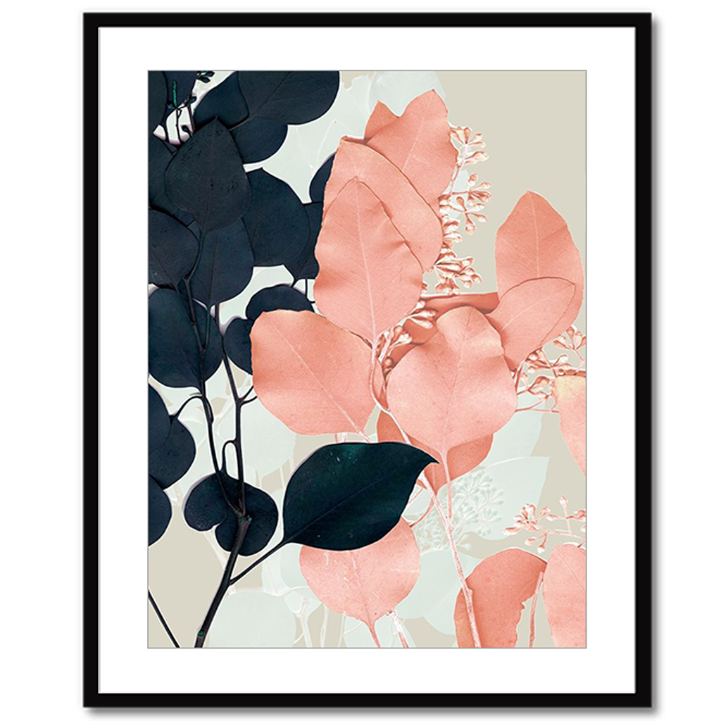 Indigo and Blush Leaves II