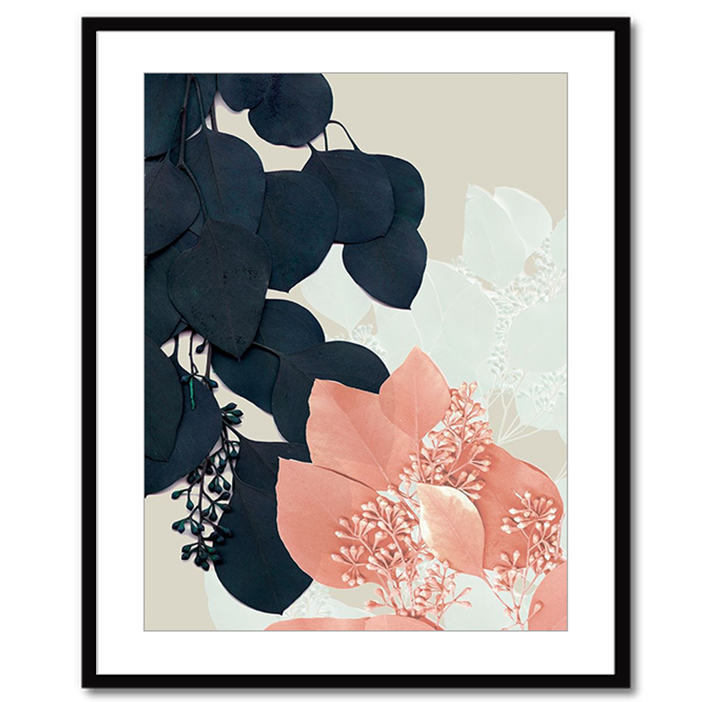 Indigo and Blush Leaves III