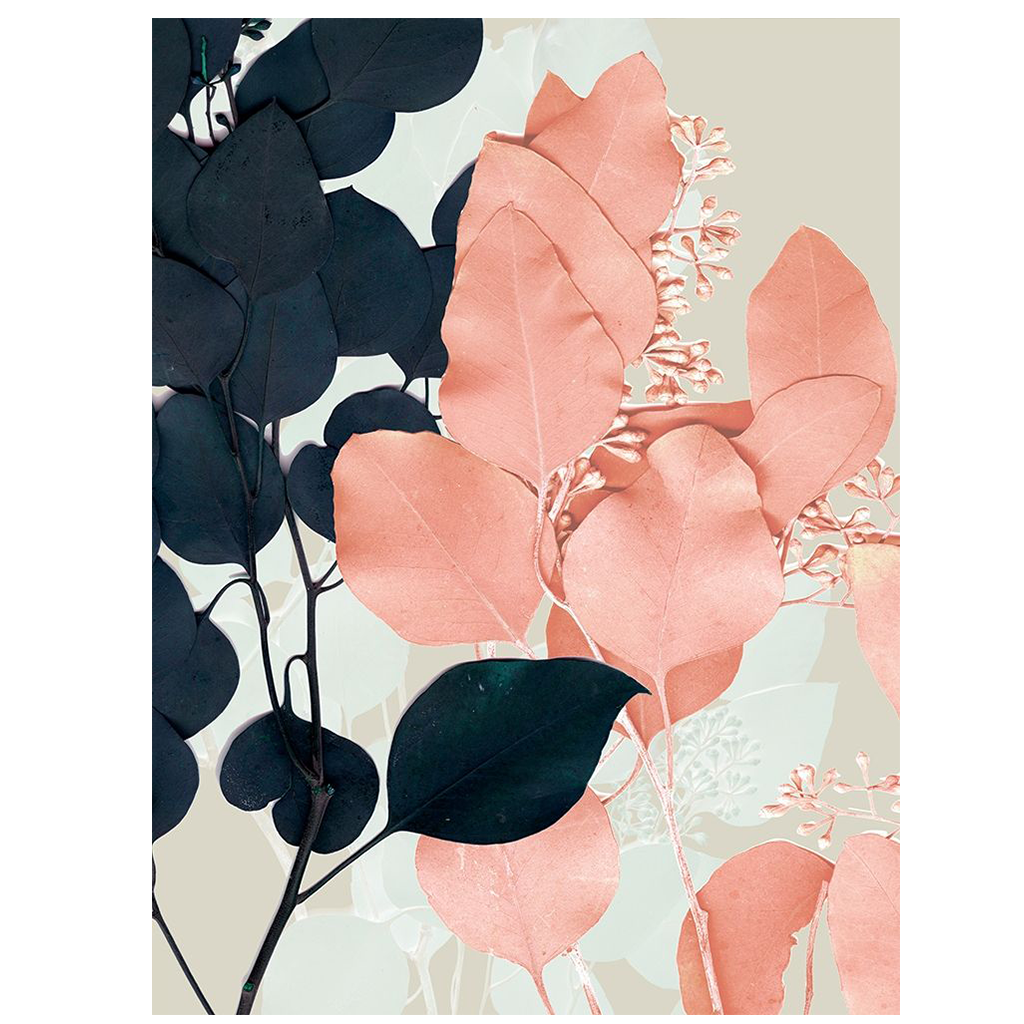 Indigo and Blush Leaves II