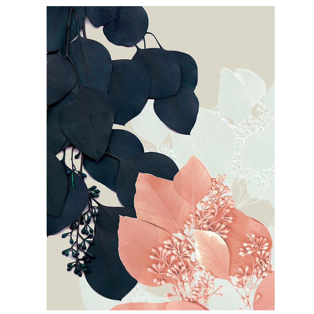 Indigo and Blush Leaves III