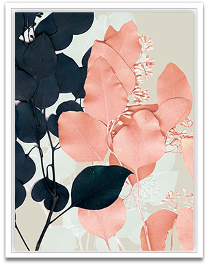 Indigo and Blush Leaves II