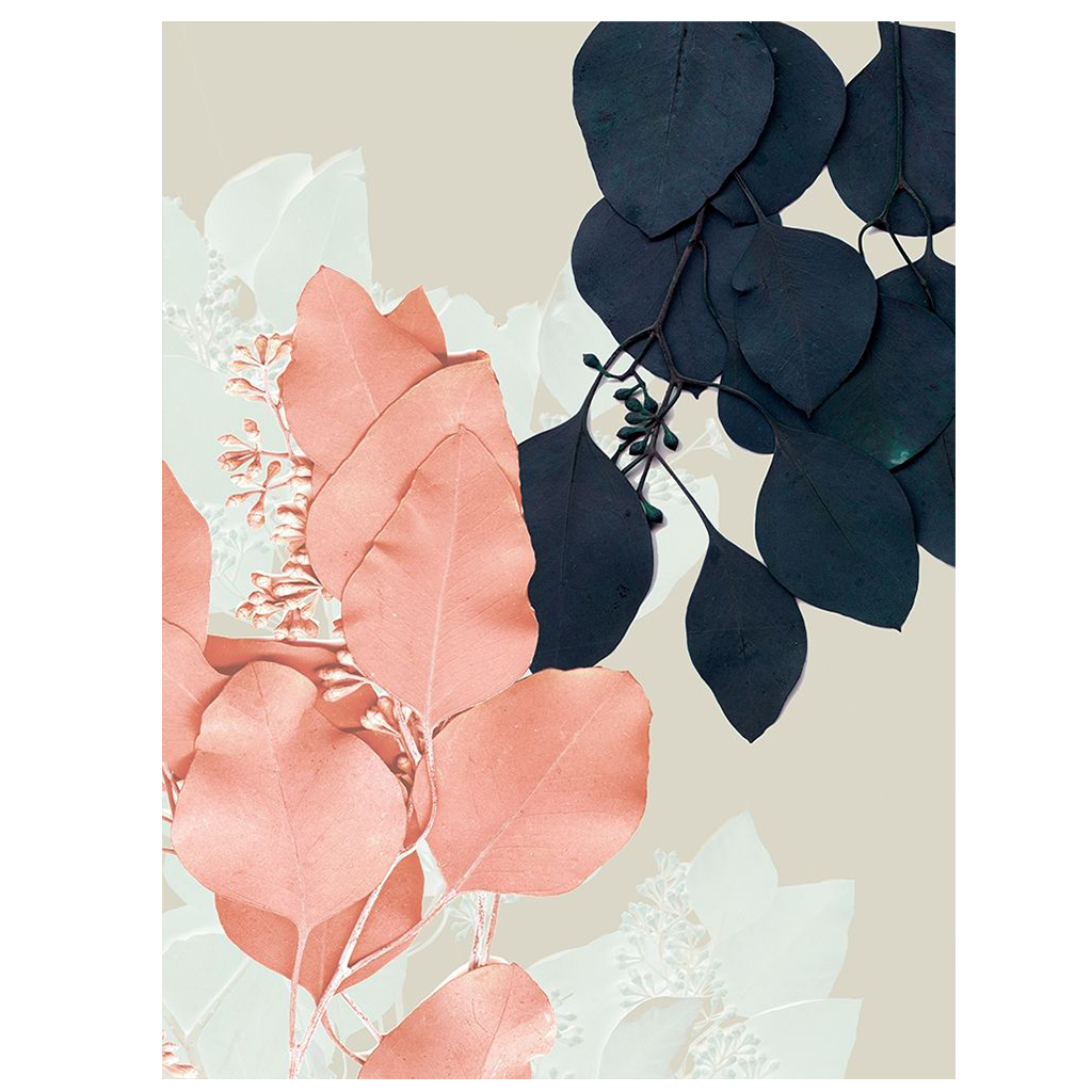 Indigo and Blush Leaves IV