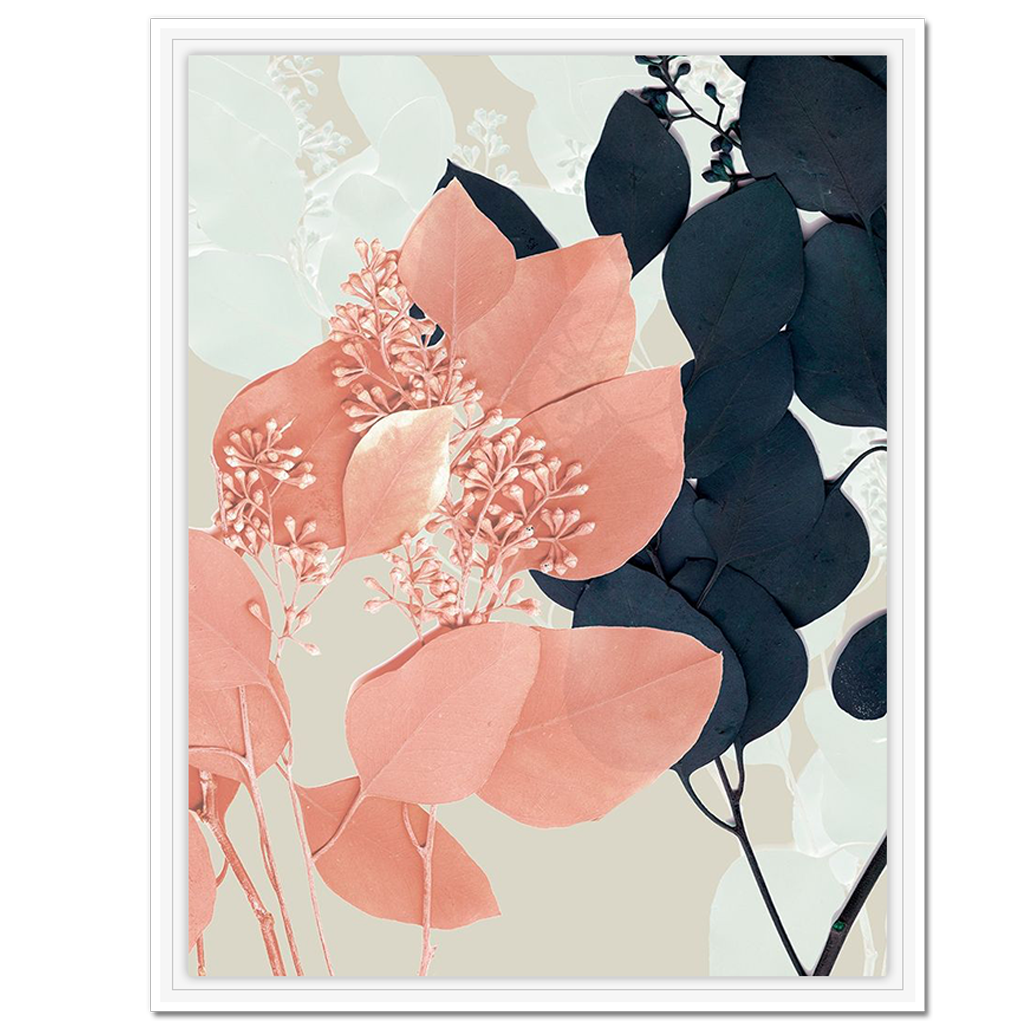 Indigo and Blush Leaves I