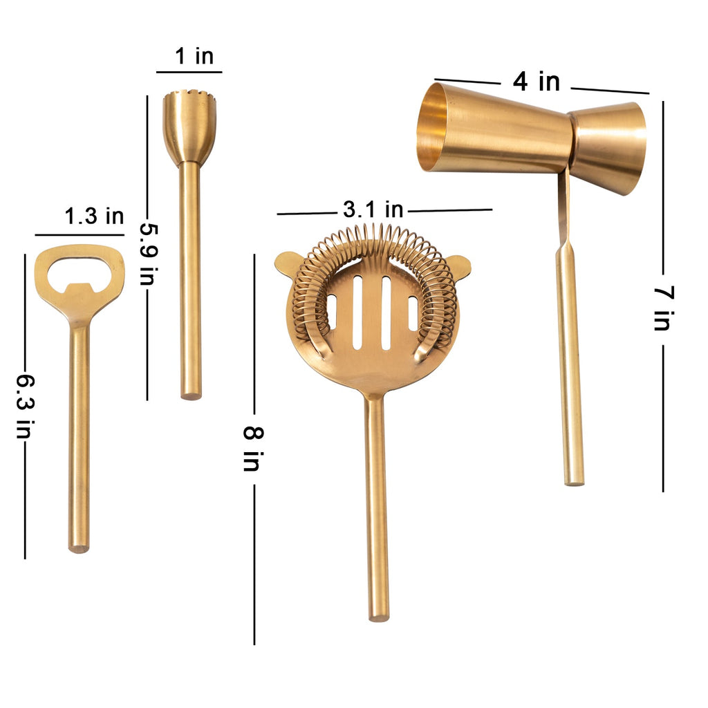 Gallant Stainless Steel Bartender Tools in Gold Color