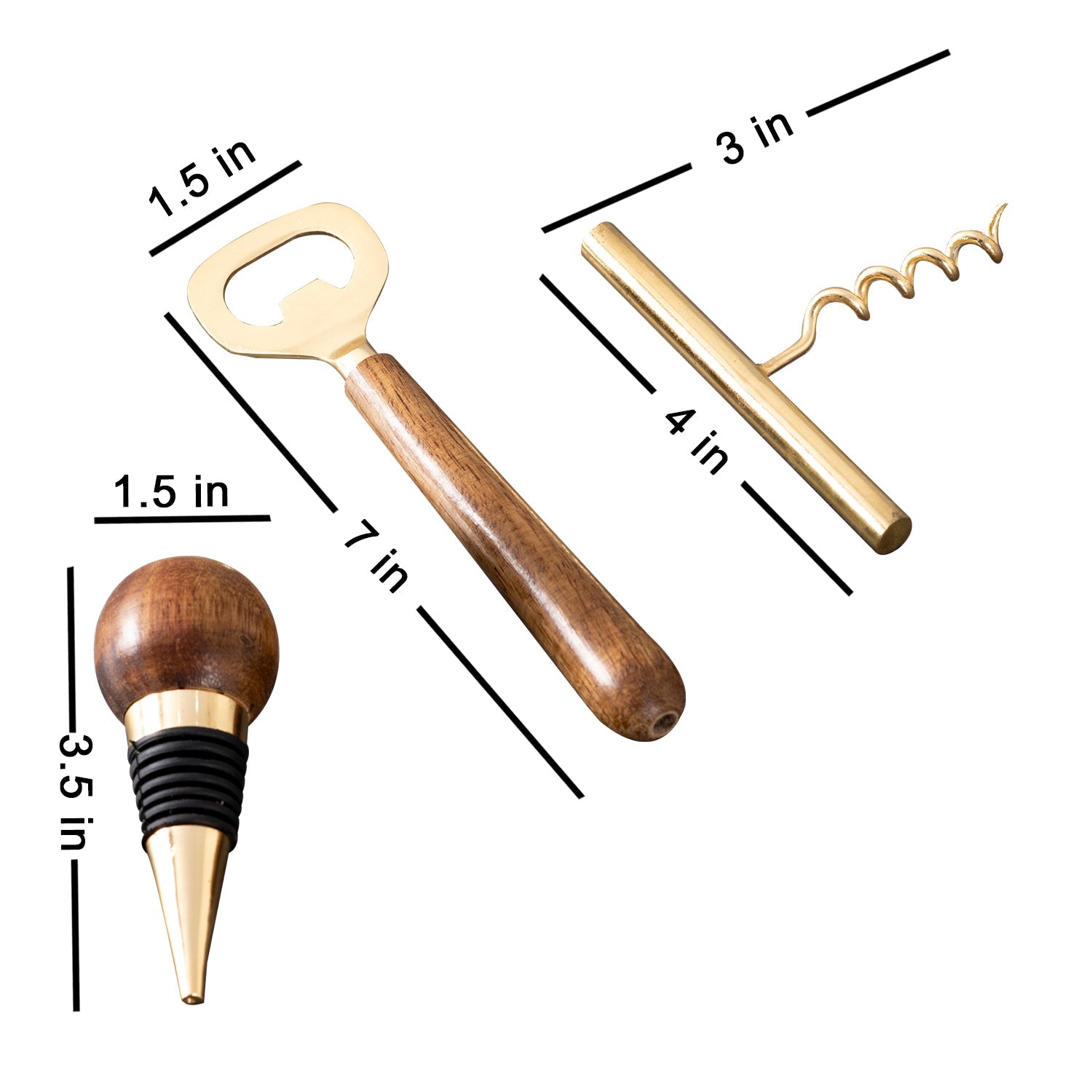 Gallant Stainless Steel & Wood Wine Tools in Gold Color